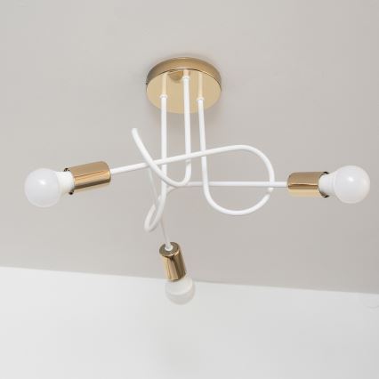 Lampa sufitowa natynkowa OXFORD 3xE27/15W/230V złota/biała