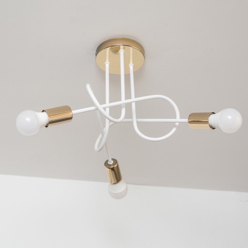 Lampa sufitowa natynkowa OXFORD 3xE27/15W/230V złota/biała