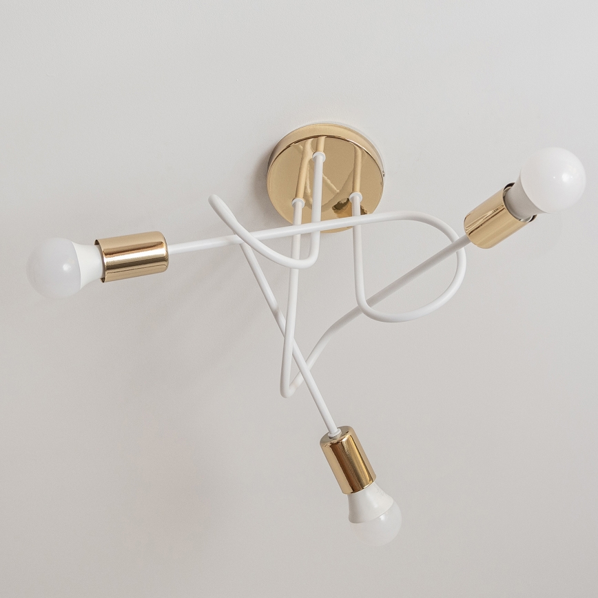 Lampa sufitowa natynkowa OXFORD 3xE27/15W/230V złota/biała