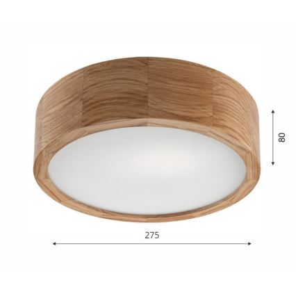 Lampa sufitowa OAK 1xE27/60W/230V dąb śr. 27,5 cm