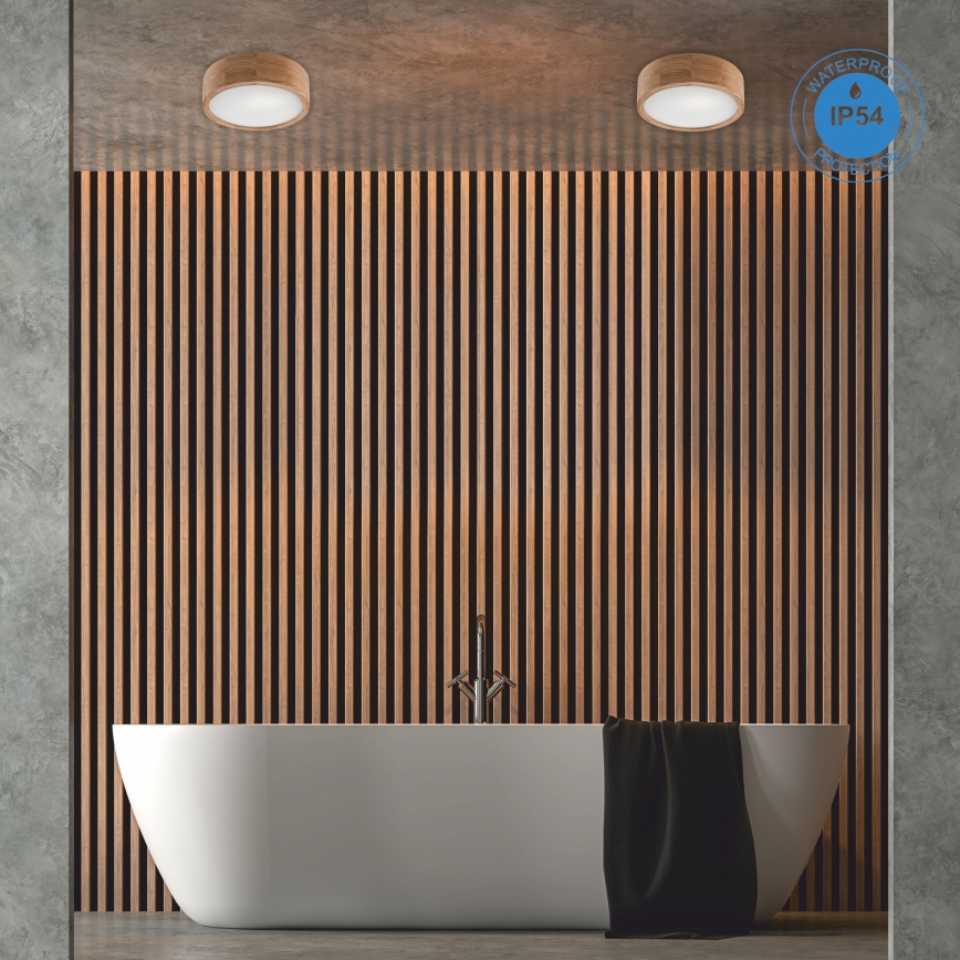 Plafon łazienkowy OAK 2xE27/15W/230V IP54 dąb ø 27 cm