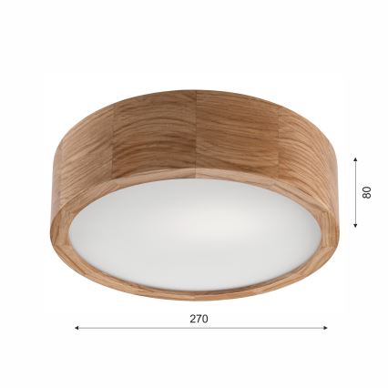 Plafon łazienkowy OAK 2xE27/15W/230V IP54 dąb ø 27 cm