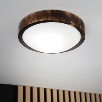 Lampa sufitowa OAK SMOKY SLIM – 1x E27/15W/230V, średnica 27 cm, wykończenie dąb/ciemny brąz