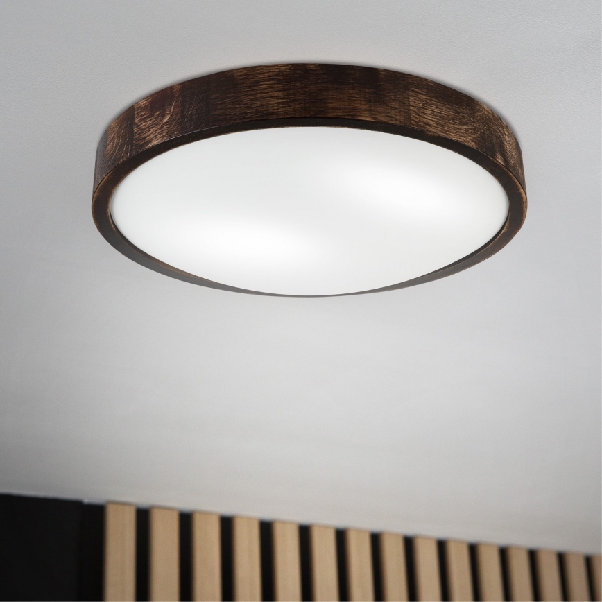 Lampa sufitowa OAK SMOKY SLIM 2xE27/15W/230V śr. 37 cm dąb/ciemny brąz
