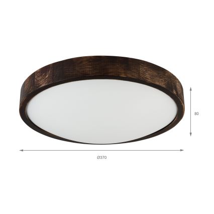 Lampa sufitowa OAK SMOKY SLIM 2xE27/15W/230V śr. 37 cm dąb/ciemny brąz