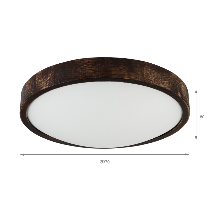 Lampa sufitowa OAK SMOKY SLIM 2xE27/15W/230V śr. 37 cm dąb/ciemny brąz