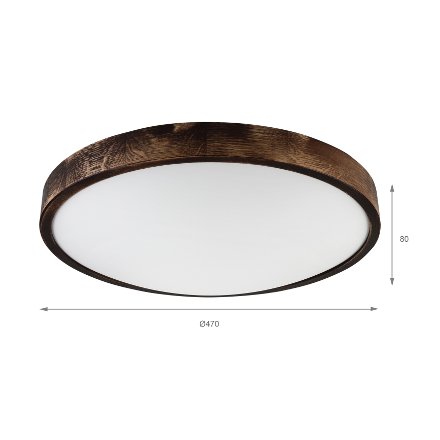 Lampa sufitowa OAK SMOKY SLIM 3x E27/15W/230V śr. 47 cm dąb/ciemny brąz