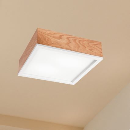 Lampa sufitowa OAK SQUARE 2xE27/15W/230V 31x31 cm dąb/biała