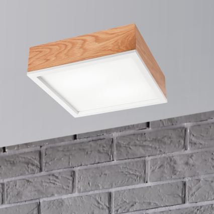 Lampa sufitowa OAK SQUARE 2xE27/15W/230V 31x31 cm dąb/biała