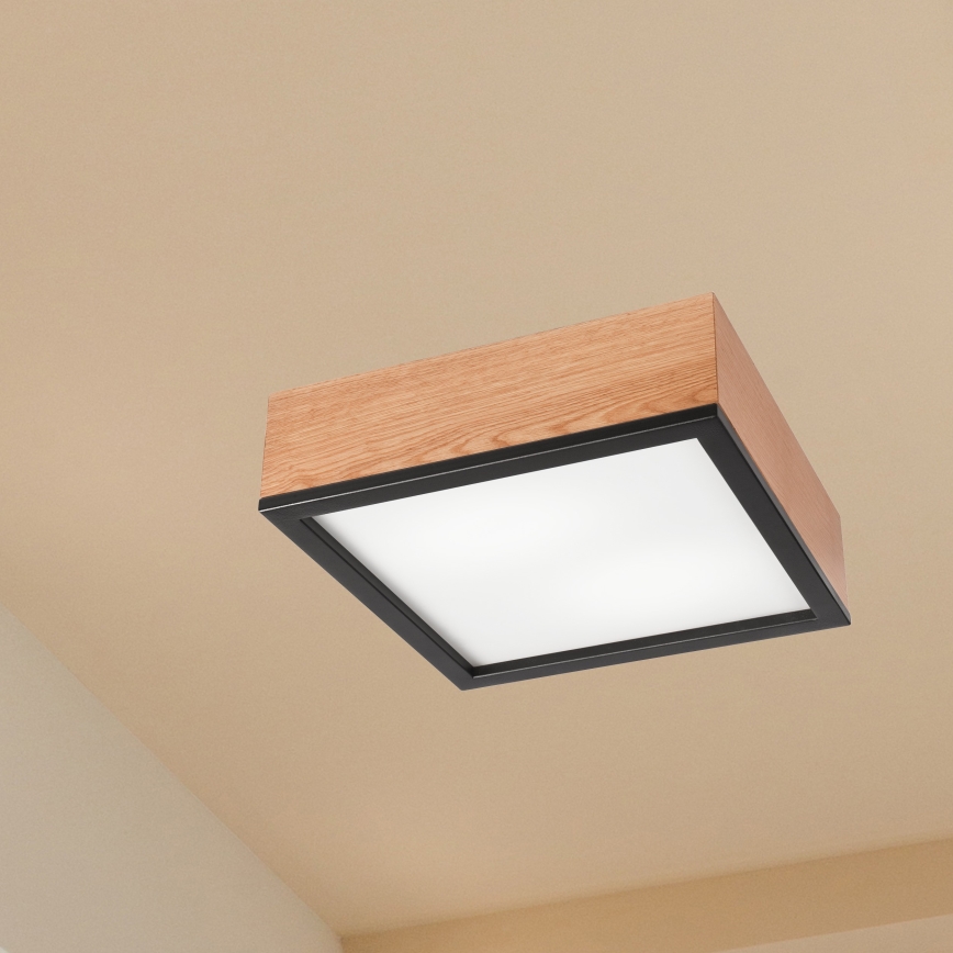 Lampa sufitowa OAK SQUARE 2xE27/15W/230V 31x31 cm dąb/czarna