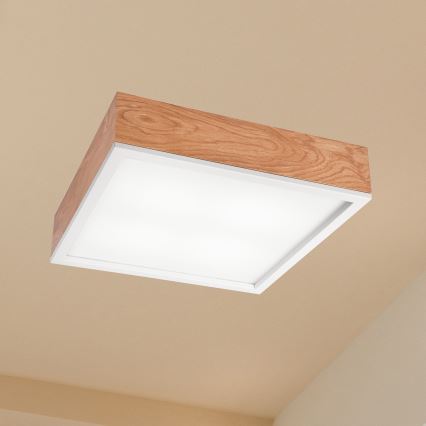 Lampa sufitowa OAK SQUARE 4xE27/15W/230V 39x39 cm dąb/biała