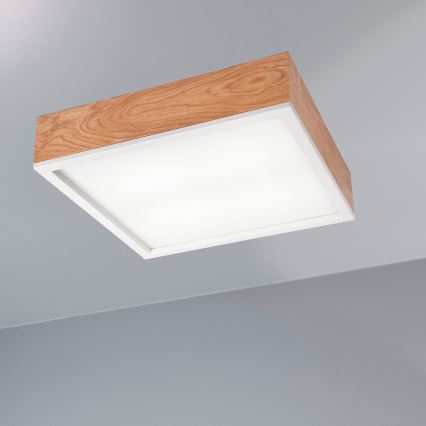 Lampa sufitowa OAK SQUARE 4xE27/15W/230V 39x39 cm dąb/biała