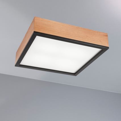 Lampa sufitowa OAK SQUARE 4xE27/15W/230V 39x39 cm dąb/czarna