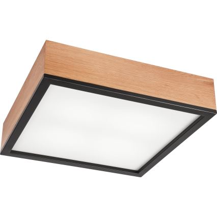 Lampa sufitowa OAK SQUARE 4xE27/15W/230V 39x39 cm dąb/czarna