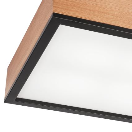 Lampa sufitowa OAK SQUARE 4xE27/15W/230V 39x39 cm dąb/czarna