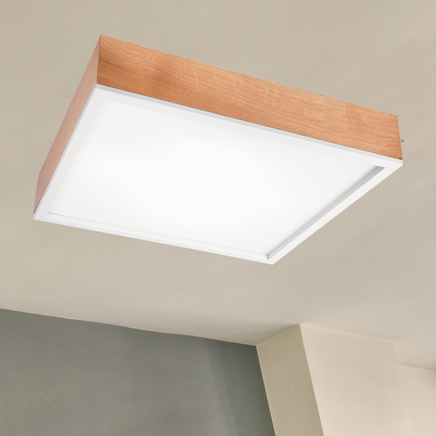 Lampa sufitowa OAK SQUARE 4xE27/15W/230V 48x48 cm dąb/biała