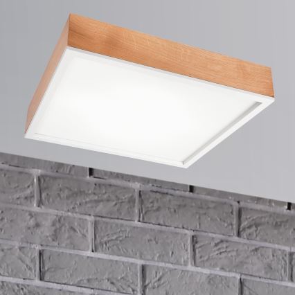 Lampa sufitowa OAK SQUARE 4xE27/15W/230V 48x48 cm dąb/biała