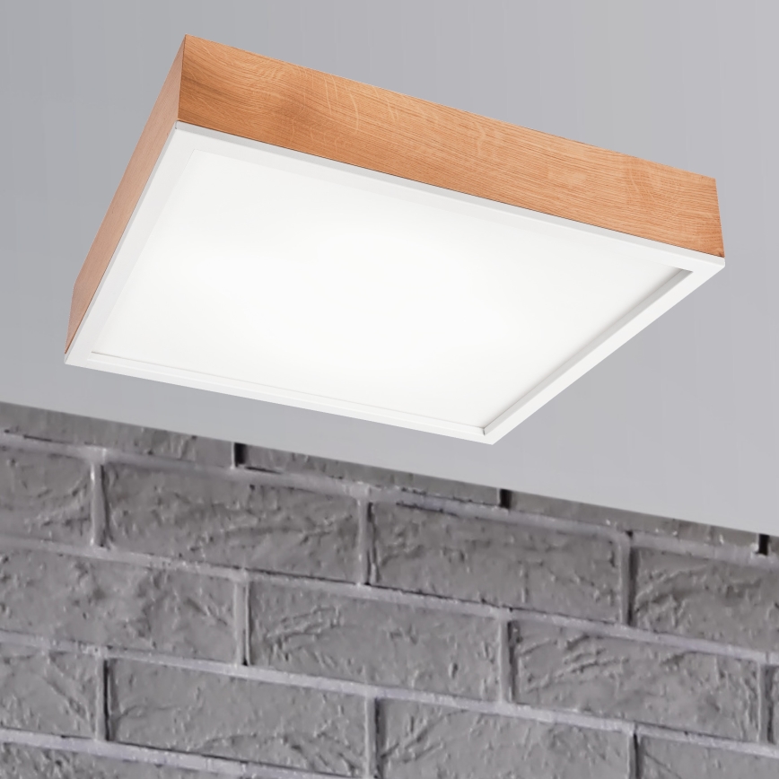 Lampa sufitowa OAK SQUARE 4xE27/15W/230V 48x48 cm dąb/biała