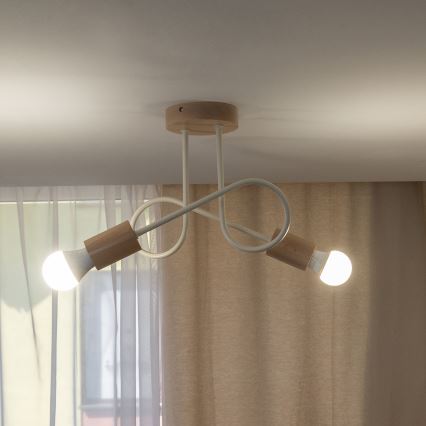 Lampa sufitowa OXFORD 2xE27/15W/230V sosna/kremowa