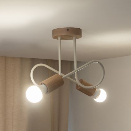 Lampa sufitowa OXFORD 2xE27/15W/230V sosna/kremowa