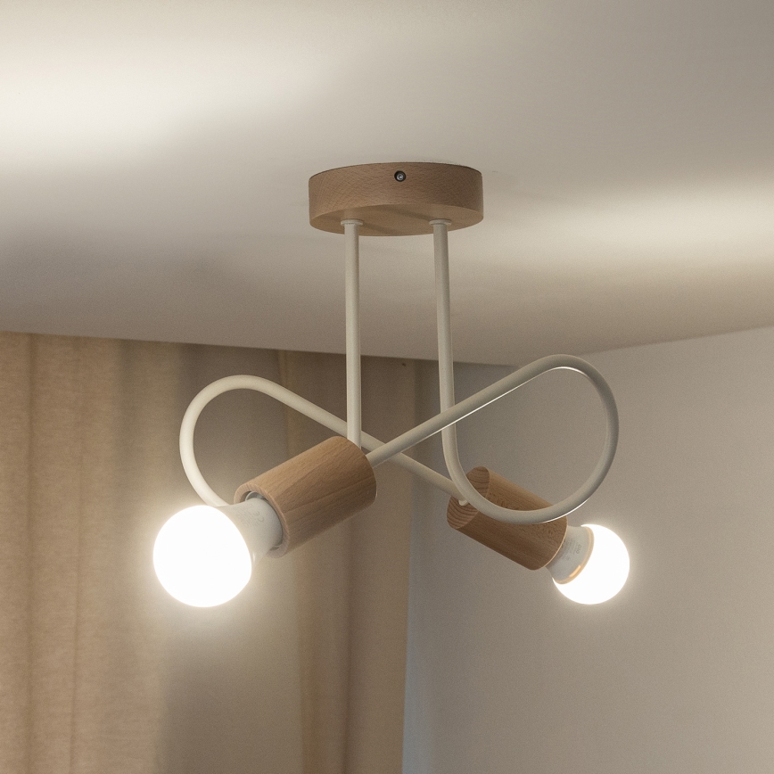 Lampa sufitowa OXFORD 2xE27/15W/230V sosna/kremowa