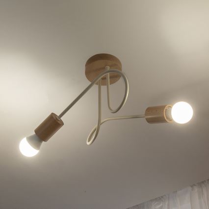 Lampa sufitowa OXFORD 2xE27/15W/230V sosna/kremowa