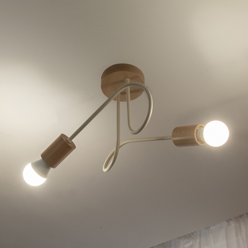 Lampa sufitowa OXFORD 2xE27/15W/230V sosna/kremowa