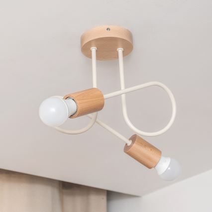 Lampa sufitowa OXFORD 2xE27/15W/230V sosna/kremowa