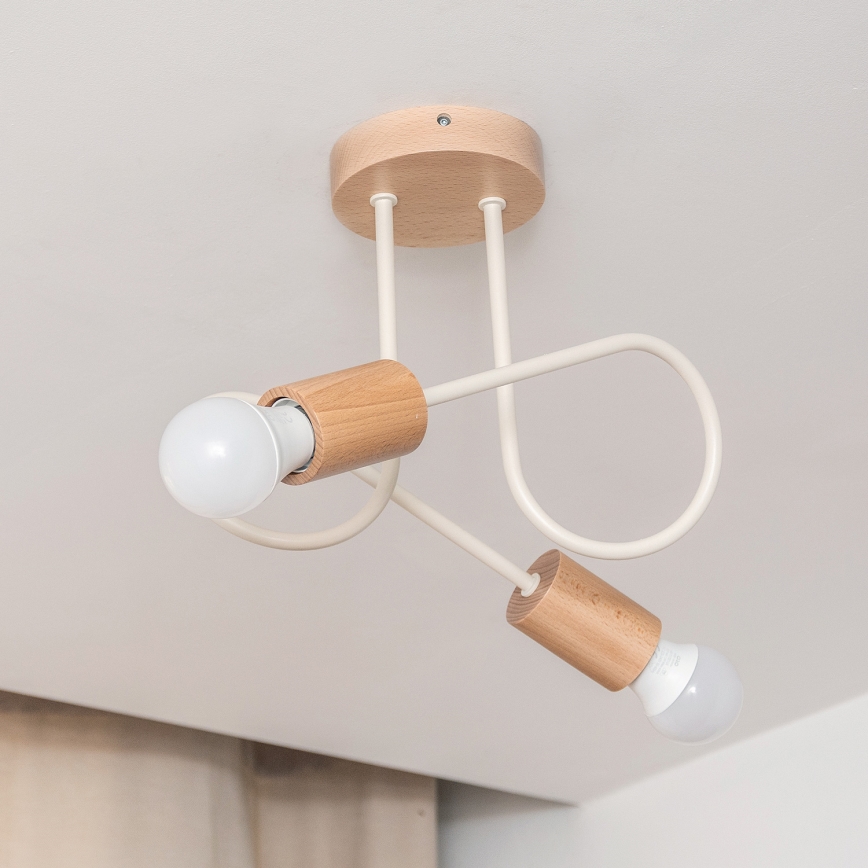 Lampa sufitowa OXFORD 2xE27/15W/230V sosna/kremowa