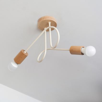 Lampa sufitowa OXFORD 2xE27/15W/230V sosna/kremowa
