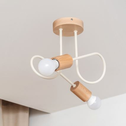 Lampa sufitowa OXFORD 2xE27/15W/230V sosna/kremowa