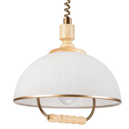 Lampa sufitowa z regulacją wysokości RAMONA 1xE27/60W/230V beżowa/jasnobrązowa/sosna