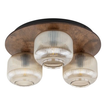 Lampa sufitowa SALVIA 3xE14/10W/230V śr. 40 cm brązowa/dymno-brązowa