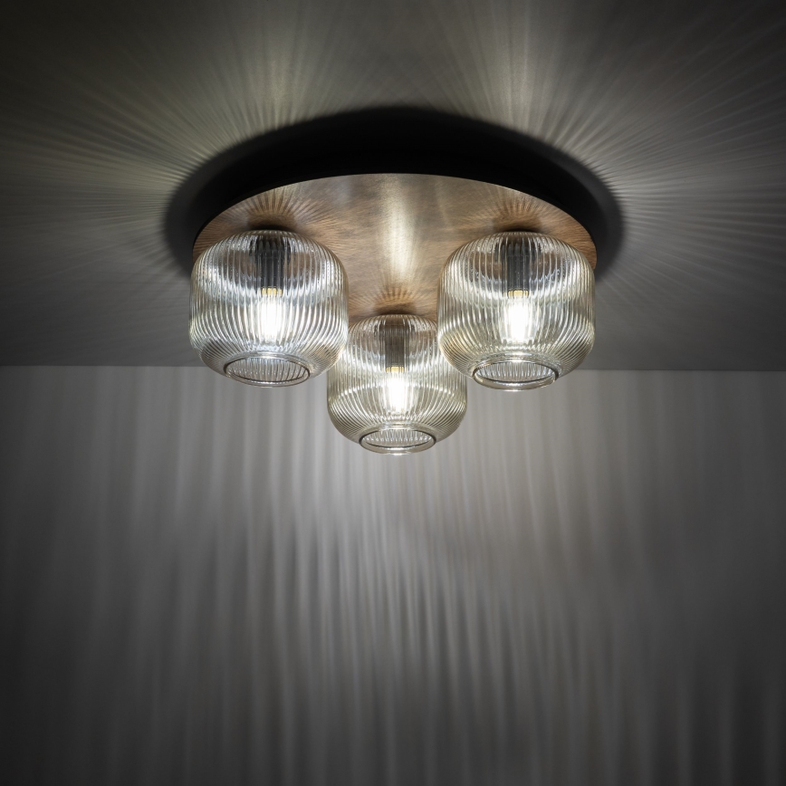 Lampa sufitowa SALVIA 3xE14/10W/230V śr. 40 cm brązowa/dymno-brązowa