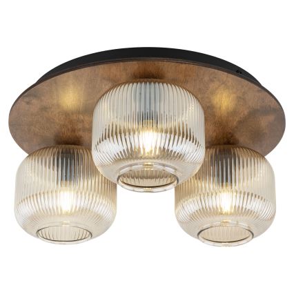 Lampa sufitowa SALVIA 3xE14/10W/230V śr. 40 cm brązowa/dymno-brązowa