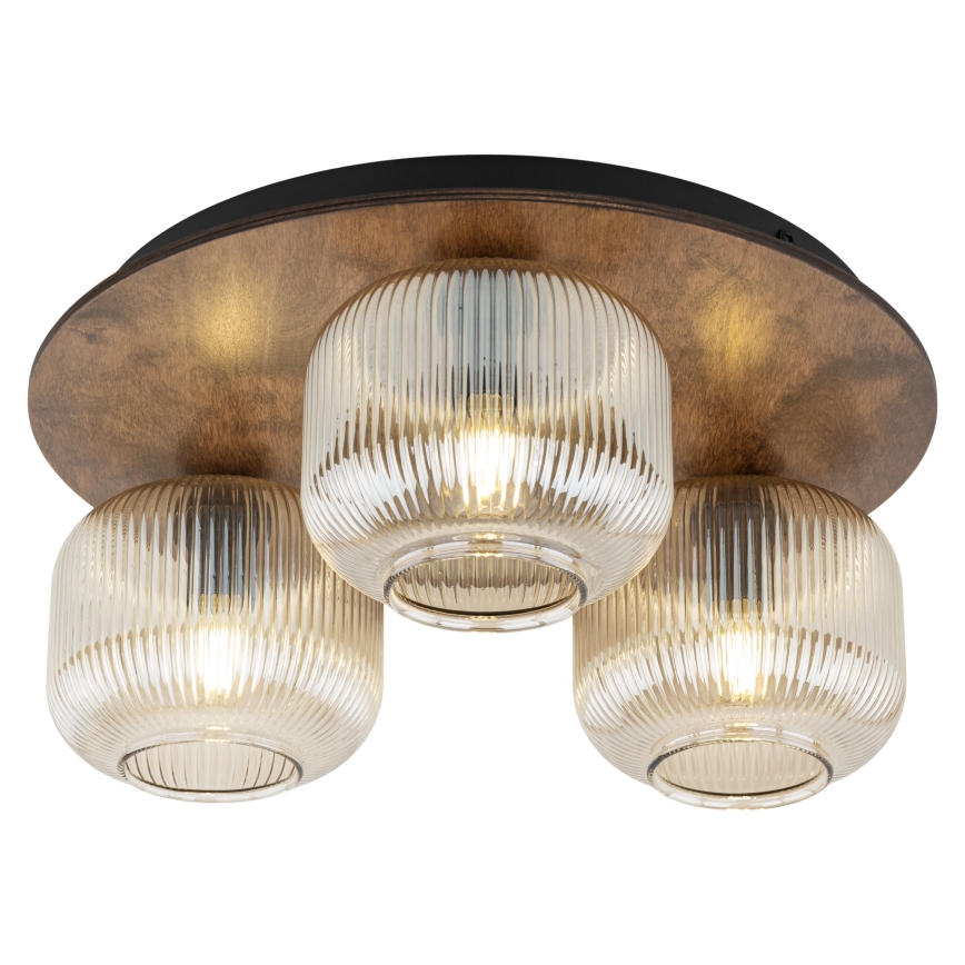 Lampa sufitowa SALVIA 3xE14/10W/230V śr. 40 cm brązowa/dymno-brązowa