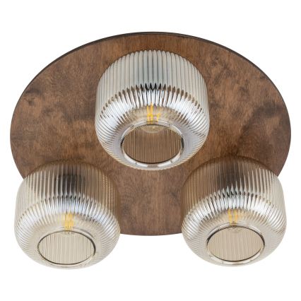 Lampa sufitowa SALVIA 3xE14/10W/230V śr. 40 cm brązowa/dymno-brązowa