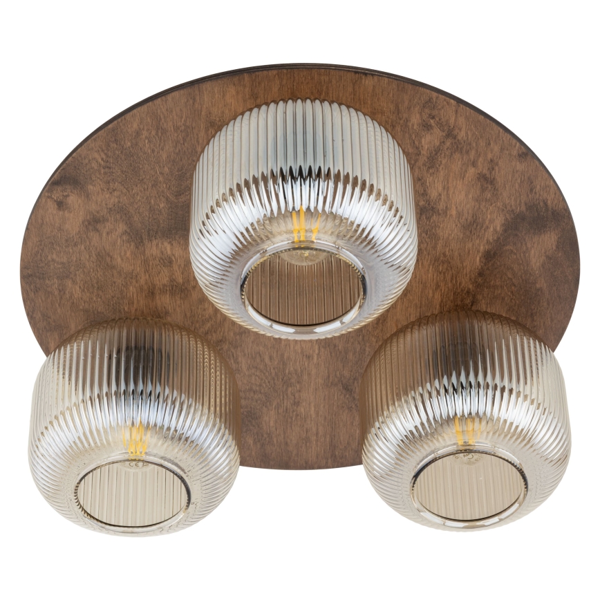 Lampa sufitowa SALVIA 3xE14/10W/230V śr. 40 cm brązowa/dymno-brązowa