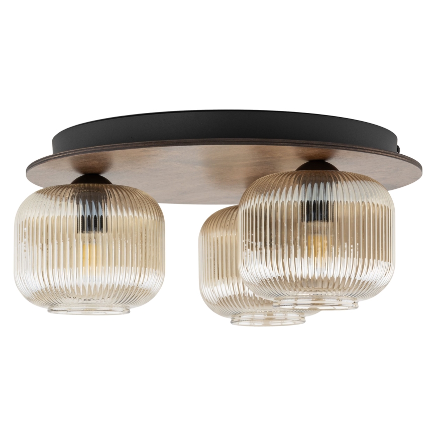 Lampa sufitowa SALVIA 3xE14/10W/230V śr. 40 cm brązowa/dymno-brązowa