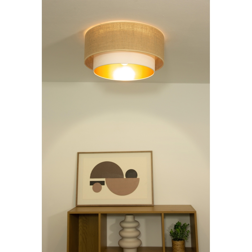 Lampa sufitowa SARTA 1xE27/60W/230V śr. 45 cm biały/juta