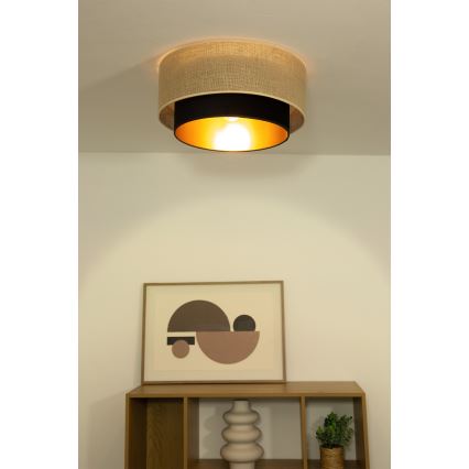 Lampa sufitowa SARTA 1xE27/60W/230V śr. 45 cm czarna/juta