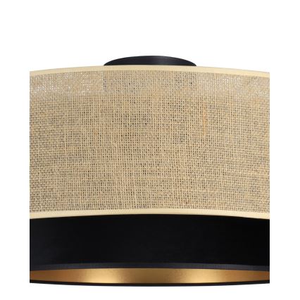 Lampa sufitowa SARTA 1xE27/60W/230V śr. 45 cm czarna/juta