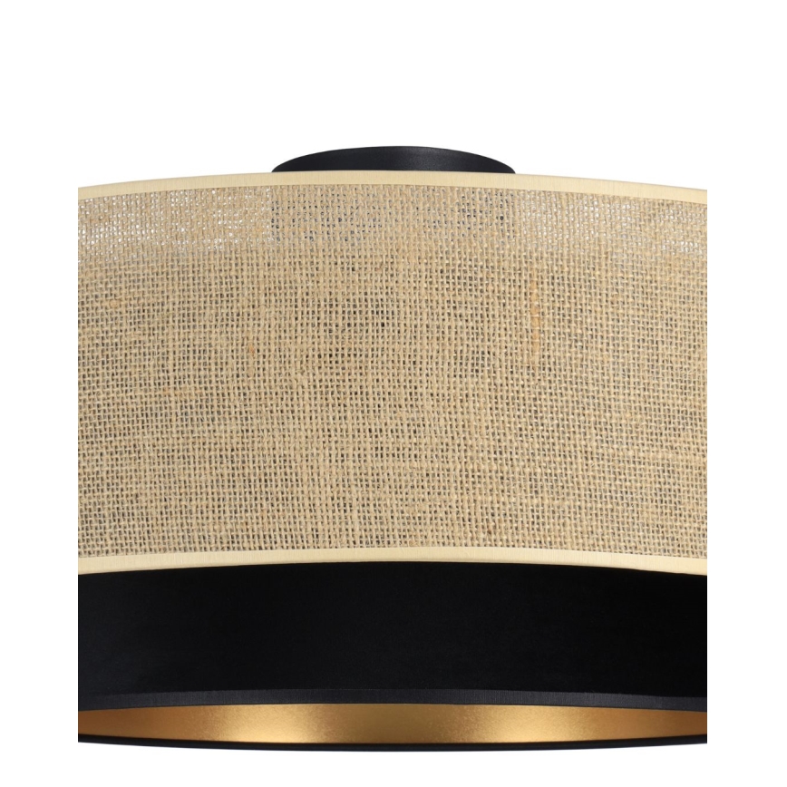 Lampa sufitowa SARTA 1xE27/60W/230V śr. 45 cm czarna/juta