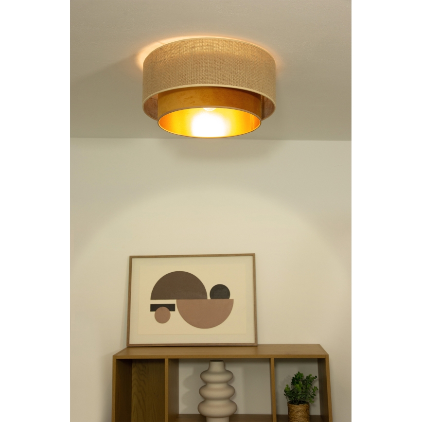 Lampa sufitowa SARTA 1xE27/60W/230V śr. 45 cm miedziana/juta