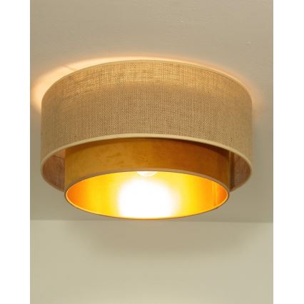 Lampa sufitowa SARTA 1xE27/60W/230V śr. 45 cm miedziana/juta