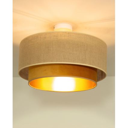 Lampa sufitowa SARTA 1xE27/60W/230V śr. 45 cm miedziana/juta