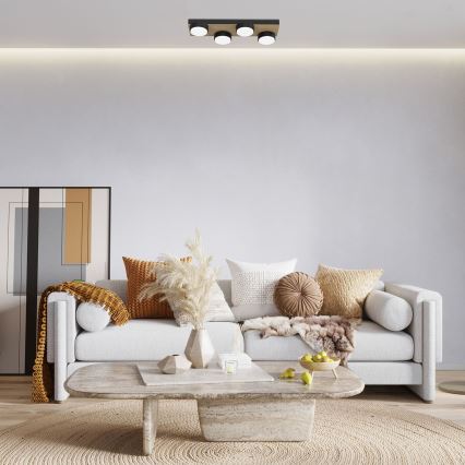 Lampa sufitowa SEMA 4xGX53/15W/230V czarny/brązowy/dąb