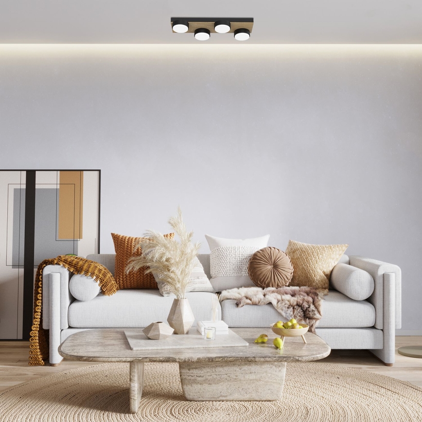 Lampa sufitowa SEMA 4xGX53/15W/230V czarny/brązowy/dąb