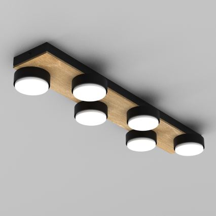 Lampa sufitowa SEMA 6xGX53/15W/230V czarny/brązowy/dąb