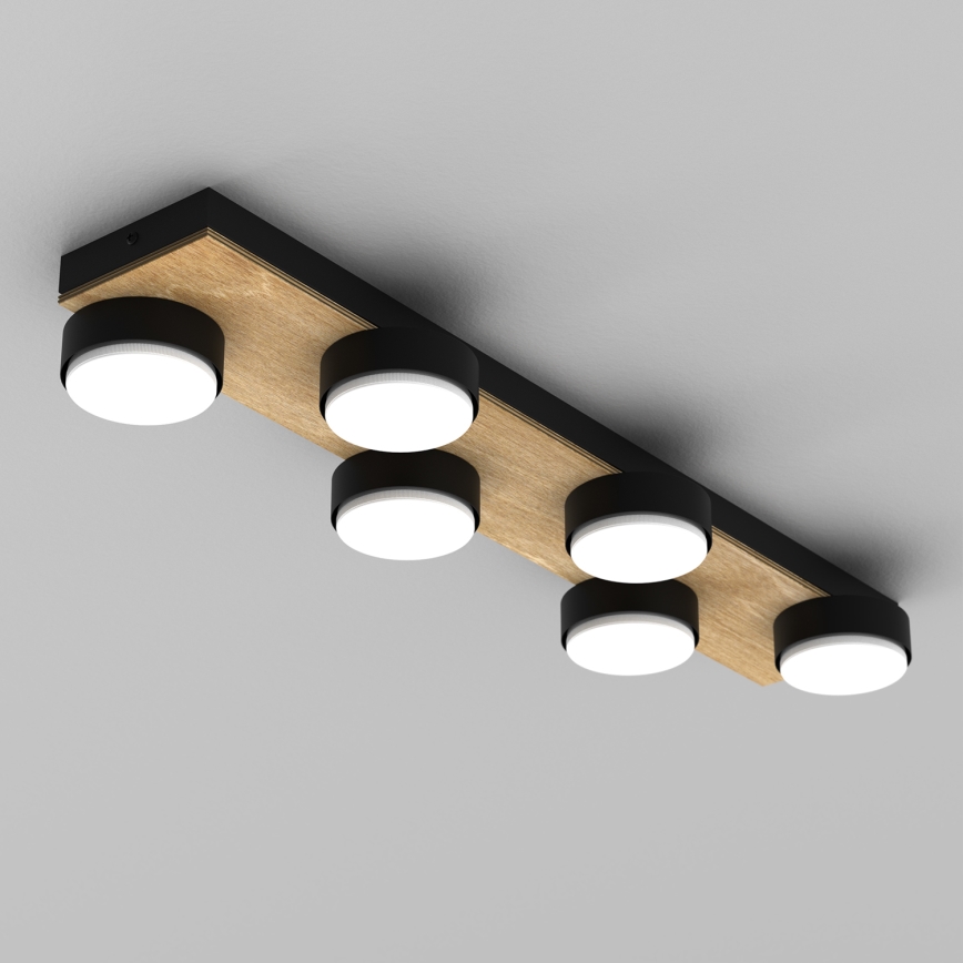 Lampa sufitowa SEMA 6xGX53/15W/230V czarny/brązowy/dąb